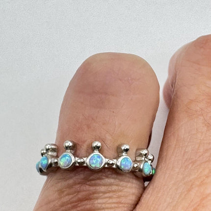 Vintage Fire Opal Tiny Stacking Promise Ring - 925 Sterling Silver Band Minimalist Jewelry for Prom Wedding or Everyday Ring