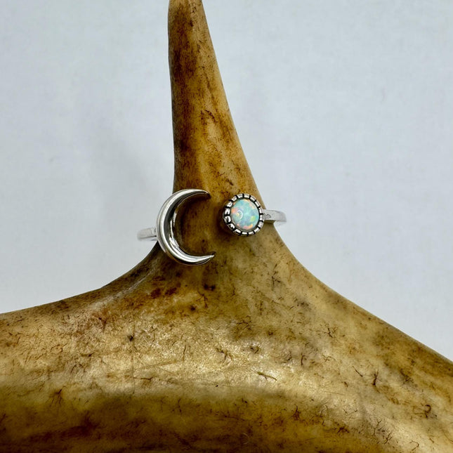Vintage Fire Opal Tiny Stacking Promise Ring - 925 Sterling Silver Band Minimalist Jewelry Everyday Ring Star of Islam adjustable pinky ring