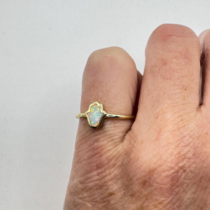 Vintage Fire Opal Tiny Stacking Promise Ring - Gold 925 Sterling Silver Band Minimalist Jewelry for Prom Wedding or Everyday Ring