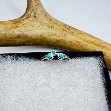 Vintage Tiny Turquoise Stacking Promise Ring - 925 Sterling Silver Gold Band Minimalist Jewelry for Prom Wedding or Everyday Ring