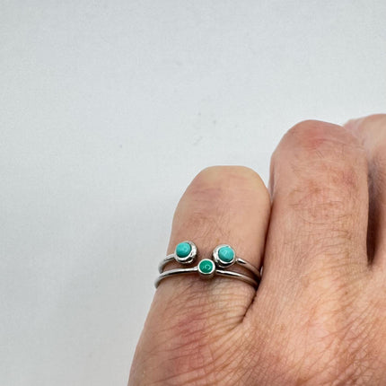 Vintage Tiny Turquoise Stacking Promise Ring - 925 Sterling Silver Gold Band Minimalist Jewelry for Prom Wedding or Everyday Ring