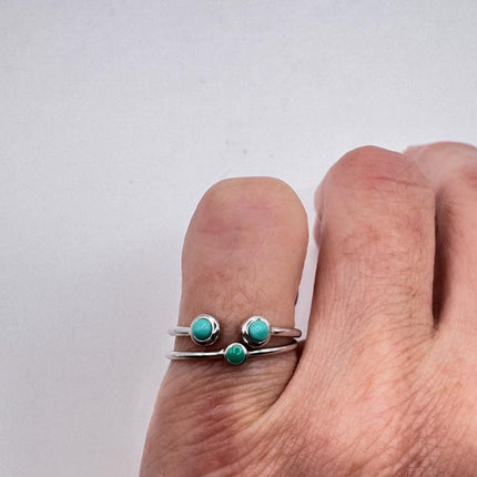 Vintage Tiny Turquoise Stacking Promise Ring - 925 Sterling Silver Gold Band Minimalist Jewelry for Prom Wedding or Everyday Ring