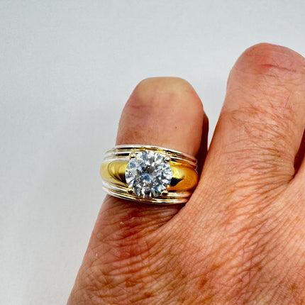 Vintage Cubic Zirconia Clear Crystal Diamond Cocktail | Gold 925 Sterling Silver Antique Wedding Promise Band Engagement Ring Size 5