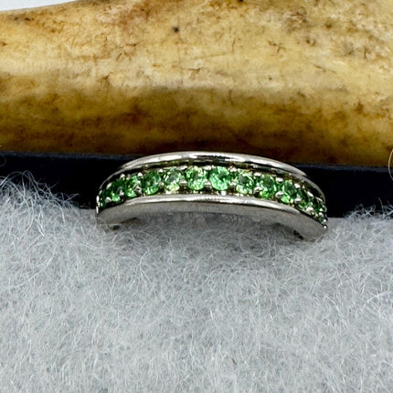 Green Crome diopside in Sterling silver Band rings.Stacking ring wedding ring