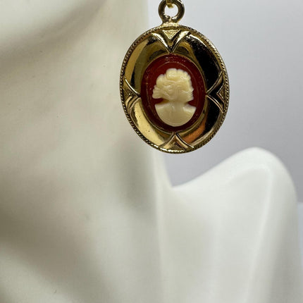 Vintage 12k GF Cameo Leverback Earrings - Delicate Gold Design for Everyday Wear