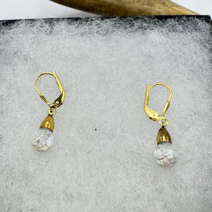 Vintage Opal Earrings | White Fire Floating Opal lever back dangle Gold Filled