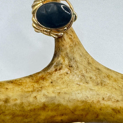 Vintage Black Onyx Gold Screw Back Clip-On Earrings 12k GF Delicate Gold Clip On Earrings