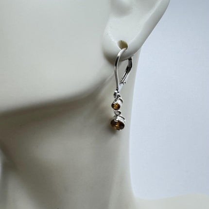 Vintage Orange Citrine Silver Earrings | 925 sterling Silver Lever Backs
