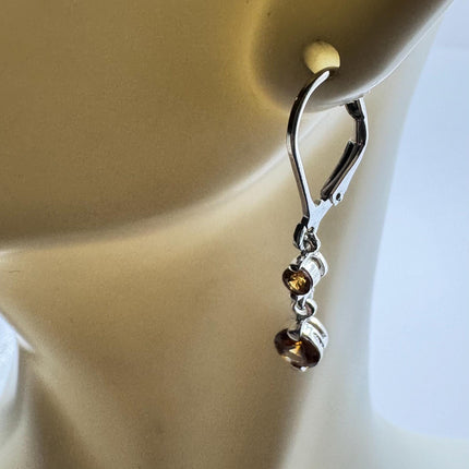 Vintage Orange Citrine Silver Earrings | 925 sterling Silver Lever Backs