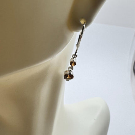 Vintage Orange Citrine Silver Earrings | 925 sterling Silver Lever Backs