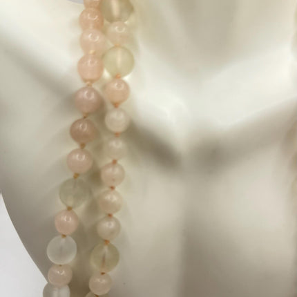 Vintage Pink Rose Quartz Jumprope Necklace |Gemstone 2 long Beaded Necklaces | Minimalist Style Crystal 36 inch
