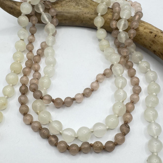 Vintage Pink Rose Quartz Jumprope Necklace |Gemstone 2 long Beaded Necklaces | Minimalist Style Crystal 36 inch