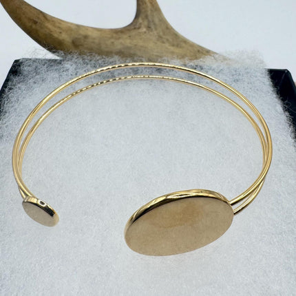 Vintage Modern Gold Bracelet 9k Gold Filled | Unique Gift Statement Bangle Bracelet