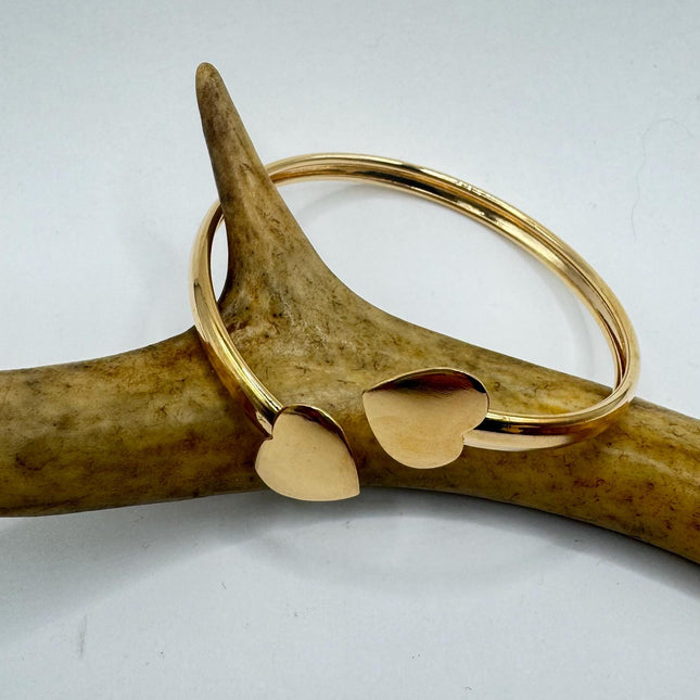 Vintage Modern Gold Heart Bracelet 9k Gold Filled | Unique Gift Statement Bangle Bracelet