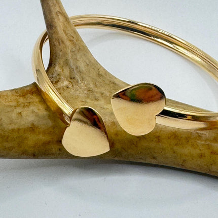 Vintage Modern Gold Heart Bracelet 9k Gold Filled | Unique Gift Statement Bangle Bracelet
