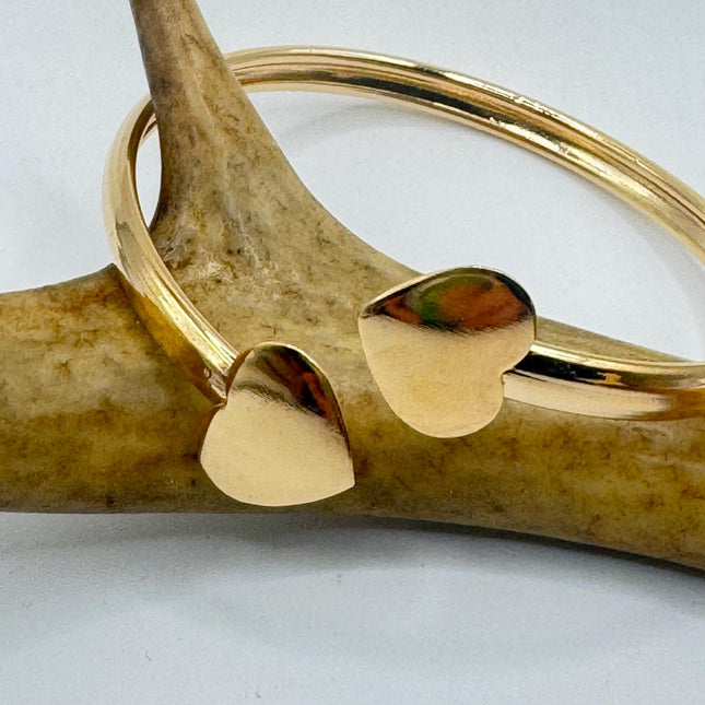 Vintage Modern Gold Heart Bracelet 9k Gold Filled | Unique Gift Statement Bangle Bracelet