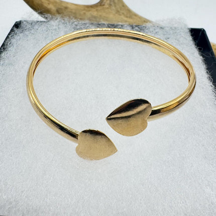 Vintage Modern Gold Heart Bracelet 9k Gold Filled | Unique Gift Statement Bangle Bracelet