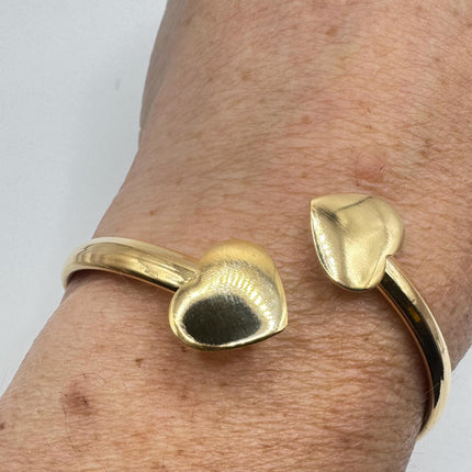 Vintage Modern Gold Heart Bracelet 9k Gold Filled | Unique Gift Statement Bangle Bracelet