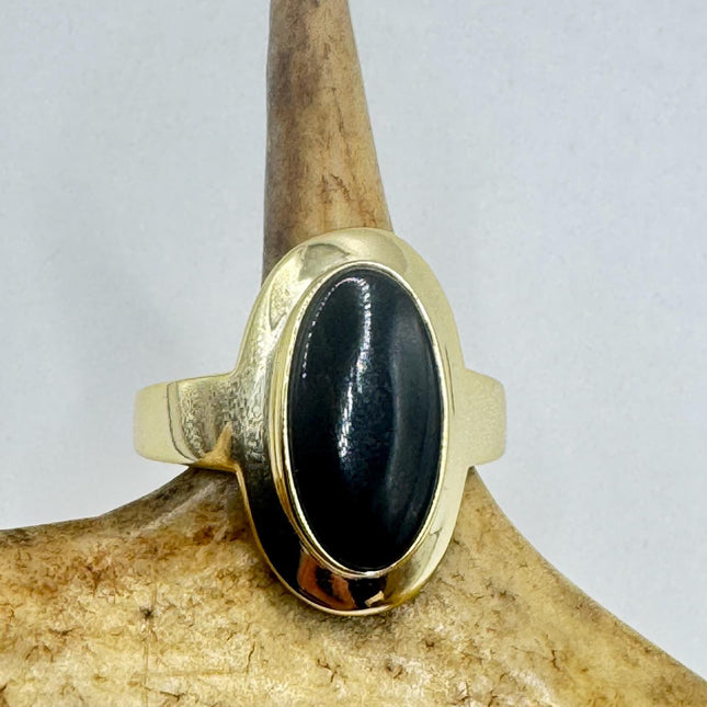Vintage Black Onyx Cocktail Ring Gold 925 Sterling Silver Band Deco Antique Cocktail Statement ring