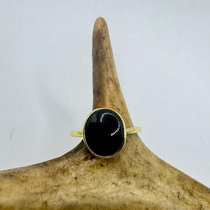 Vintage Black Onyx Cocktail Ring Gold 925 Sterling Silver Band Deco Antique Cocktail Statement ring