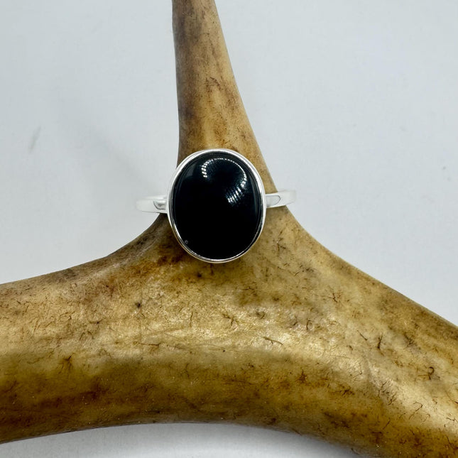 Vintage Black Onyx Cocktail Ring 925 Sterling Silver Band Deco Antique Cocktail Statement ring
