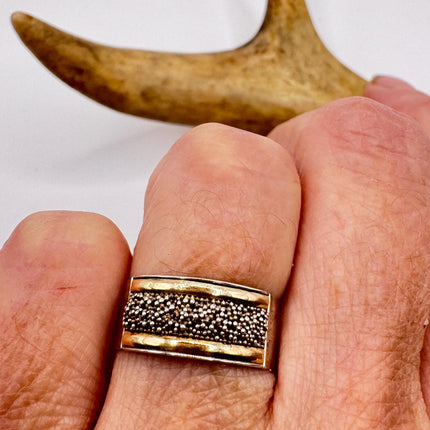 Vintage Silver 14K Gold Boho Cocktail Ring 925 Sterling Antique Wedding Engagement Band | Elijah collection