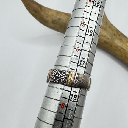 Vintage Silver 14K Gold Boho Cocktail Ring 925 Sterling Antique Wedding Engagement Band | Elijah collection