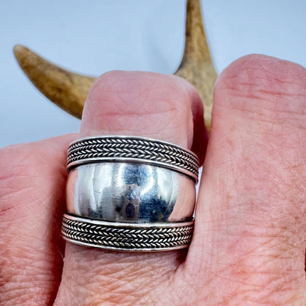 Vintage Silver Boho Cocktail Ring 925 Sterling Antique Wedding Engagement Band | Elijah collection