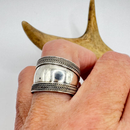 Vintage Silver Boho Cocktail Ring 925 Sterling Antique Wedding Engagement Band | Elijah collection