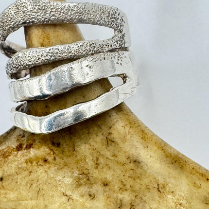 Vintage Silver Boho Cocktail Ring 925 Sterling Antique Wedding Engagement Band | Elijah collection