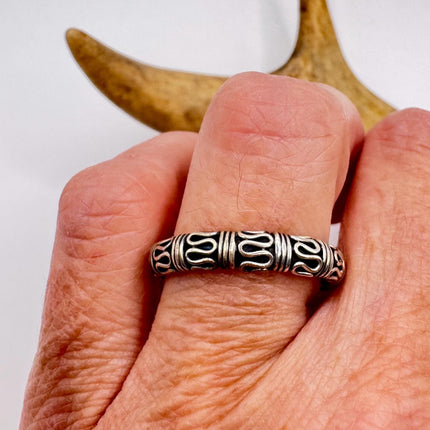 Vintage Silver Boho Cocktail Ring 925 Sterling Antique Wedding Engagement Band | Elijah collection