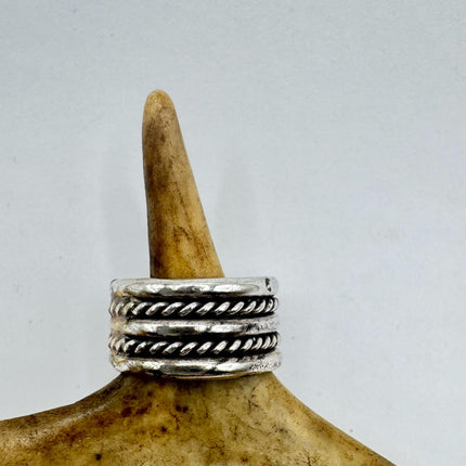 Vintage Silver Boho Cocktail Ring 925 Sterling Antique Wedding Engagement Band | Elijah collection