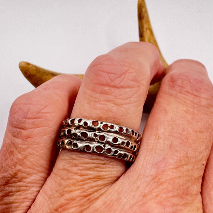 Vintage Silver Boho Cocktail Ring 925 Sterling Antique Wedding Engagement Band | Elijah collection
