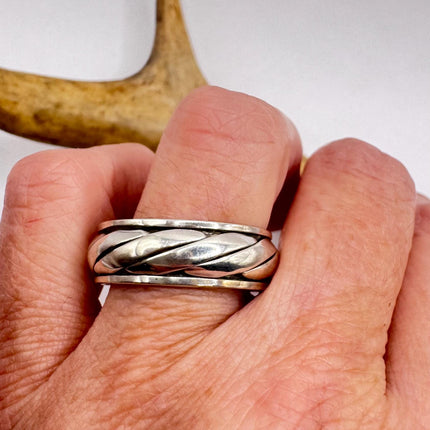 Vintage Silver Boho Cocktail Ring 925 Sterling Antique Wedding Engagement Band | Elijah collection