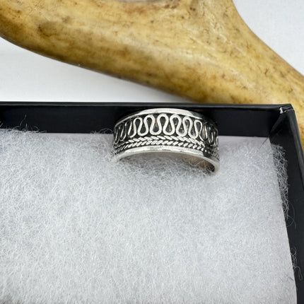 Vintage Silver Boho Cocktail Ring 925 Sterling Antique Wedding Engagement Band | Elijah collection