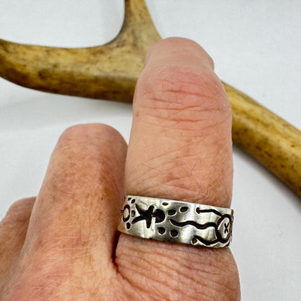 Vintage Silver Boho Cocktail Ring 925 Sterling Antique Wedding Engagement Band | Elijah collection