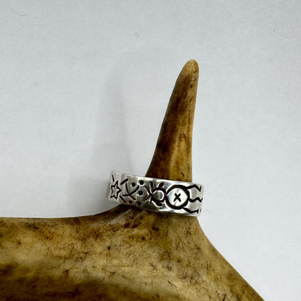Vintage Silver Boho Cocktail Ring 925 Sterling Antique Wedding Engagement Band | Elijah collection