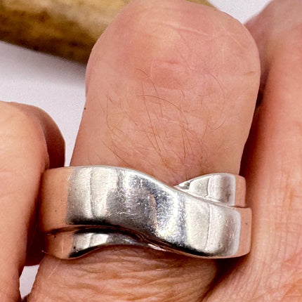 Vintage Silver Boho Cocktail Ring 925 Sterling Antique Wedding Engagement Band | Elijah collection