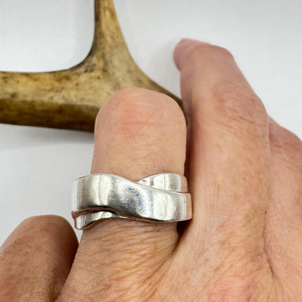 Vintage Silver Boho Cocktail Ring 925 Sterling Antique Wedding Engagement Band | Elijah collection