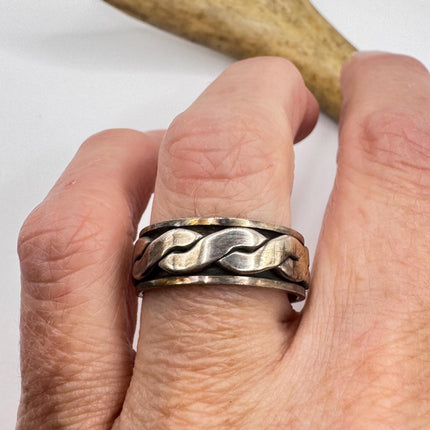 Vintage Silver Boho Cocktail Ring 925 Sterling Antique Wedding Engagement Band | Elijah collection