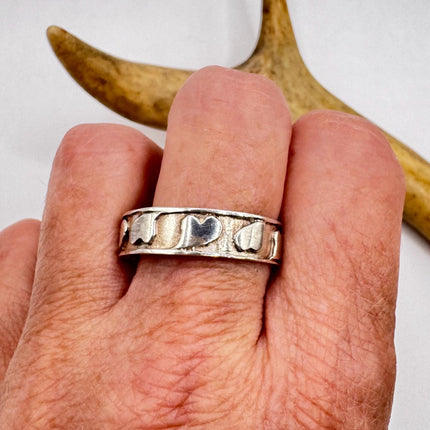 Vintage Silver Heart Boho Cocktail Ring 925 Sterling Antique Wedding Engagement Band | Elijah collection