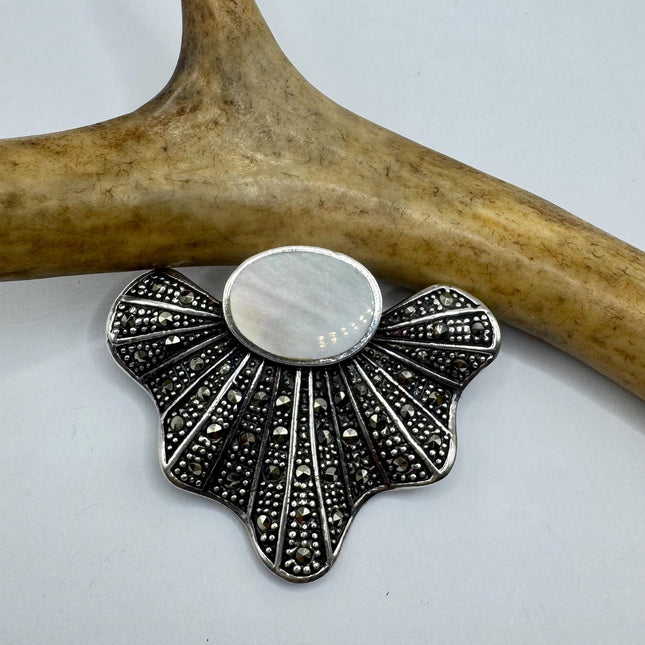 Vintage Marcasite Brooch Pin | Deco Sterling Silver Pin Brooch
