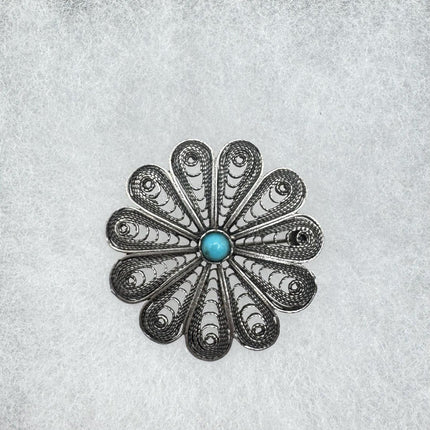 Vintage Filigree Flower Brooch Pin | Deco Sterling Silver Pin Brooch