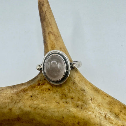 Vintage Pink 925 Sterling Silver Boho Ring | Rose Quartz | Unique Gift Statement Ring Elijah Collection