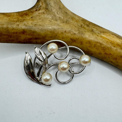 Vintage Dogwood Flower Brooch Pin | Deco Sterling Silver Pin Brooch