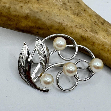 Vintage Dogwood Flower Brooch Pin | Deco Sterling Silver Pin Brooch