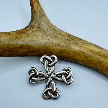 Vintage Filigree Celtic Cross Brooch Pin | Deco Sterling Silver Pin Brooch