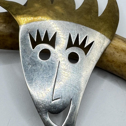 Vintage Flaming New Wave Retro Brooch Pin | Deco Sterling Silver Pin Brooch
