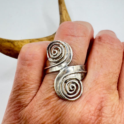 Vintage Silver Boho Cocktail Ring 925 Sterling Antique Wedding Engagement Band | Celtic Knot Elijah collection