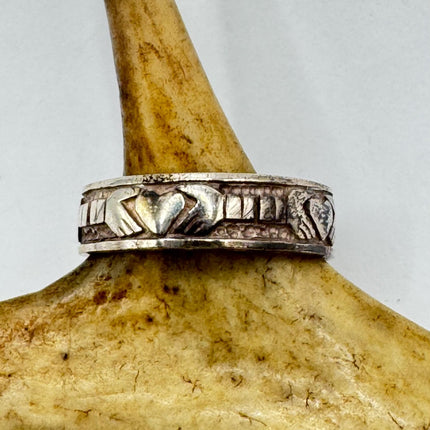 Vintage Silver Boho Cocktail Ring 925 Sterling Antique Wedding Engagement Irish Claddah Band | Celtic Knot Elijah collection
